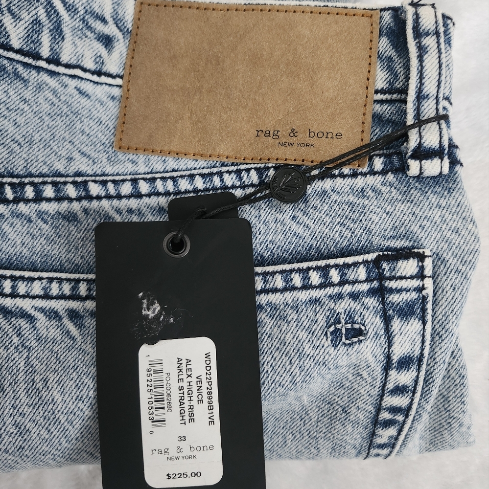 RAG & BONE Alex High Rise Ankle Straight Leg Jean Light Wash 33 NWT Contemporary - Picture 8 of 15